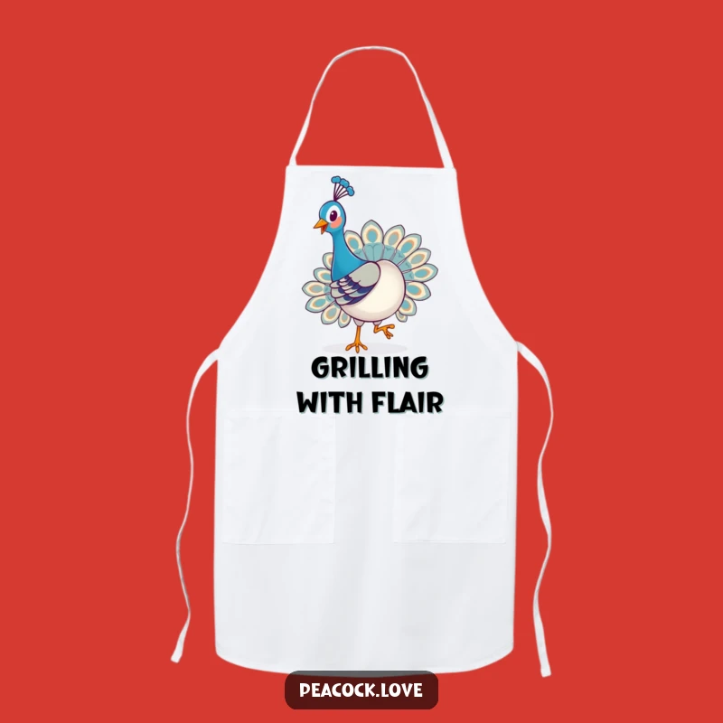 Funny Kawaii Peacock Strut Apron: Kitchen Confidence & Humorous Gift