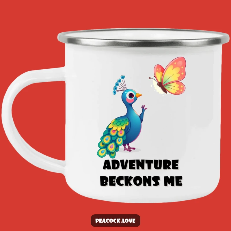 Funny Kawaii Peacock Butterfly Camping Mug: Sip with Enchantment Outdoors