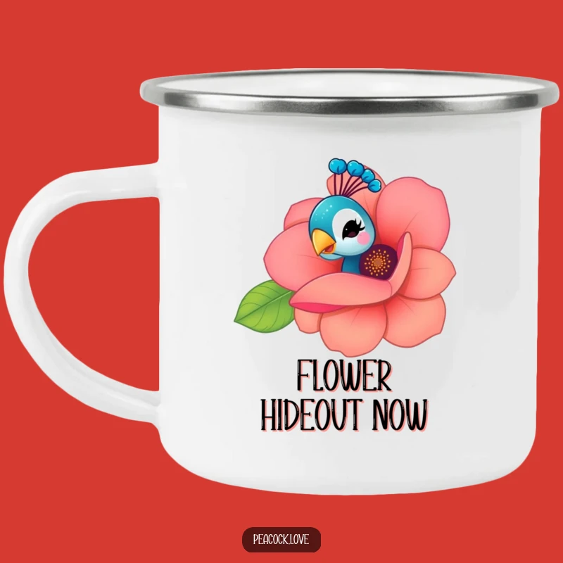 Funny Kawaii Peacock Flower Wink Camping Mug: Playful Adventure Gift