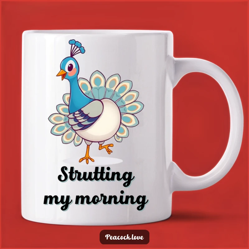 Funny Kawaii Peacock Strut Mug: Joyful & Playful Gift for Peacock Lovers