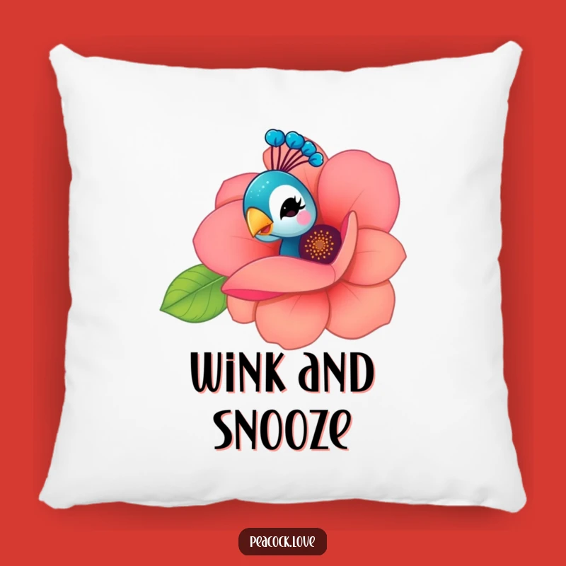 Funny Kawaii Peacock Flower Wink Pillow: Cozy Comfort & Playful Charm