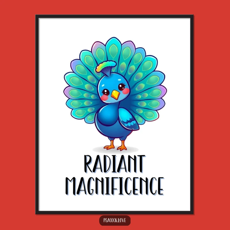 Funny Kawaii Peacock Pride Digital Art: Elegant Decor & Instant Gift
