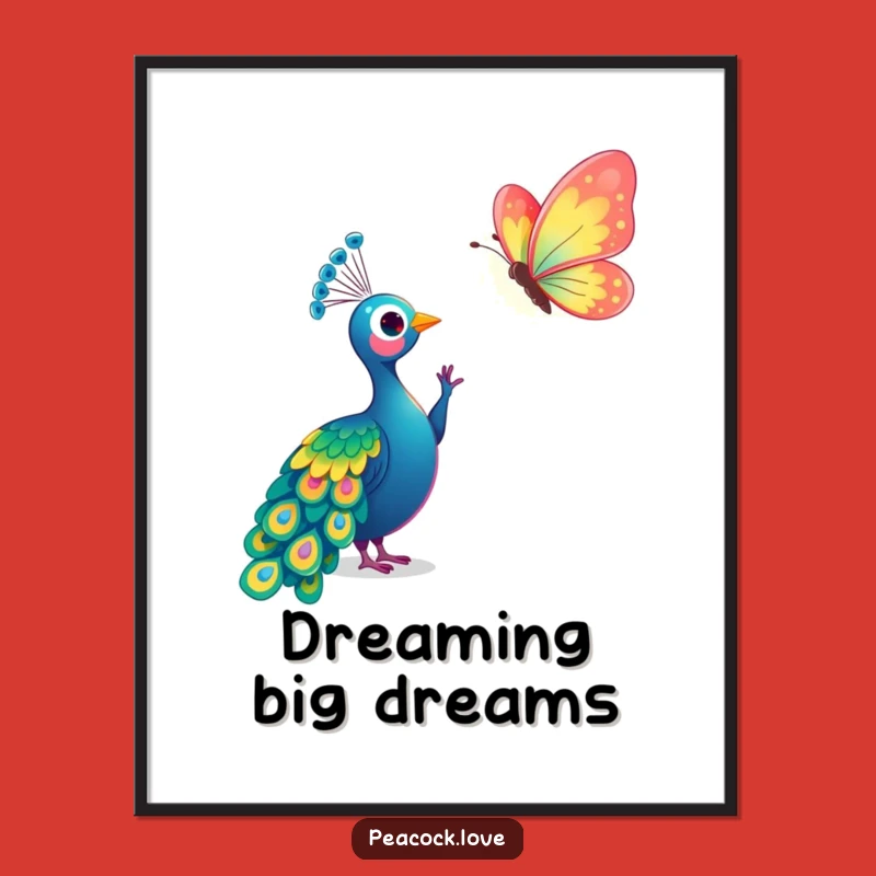 Funny Kawaii Peacock Butterfly Poster: Bring Whimsy and Humor to Your Walls