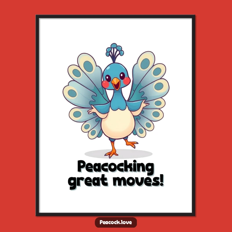 Free Printable Wall Art: Funny Kawaii Peacock Dance, Laughable Downloadable Decor