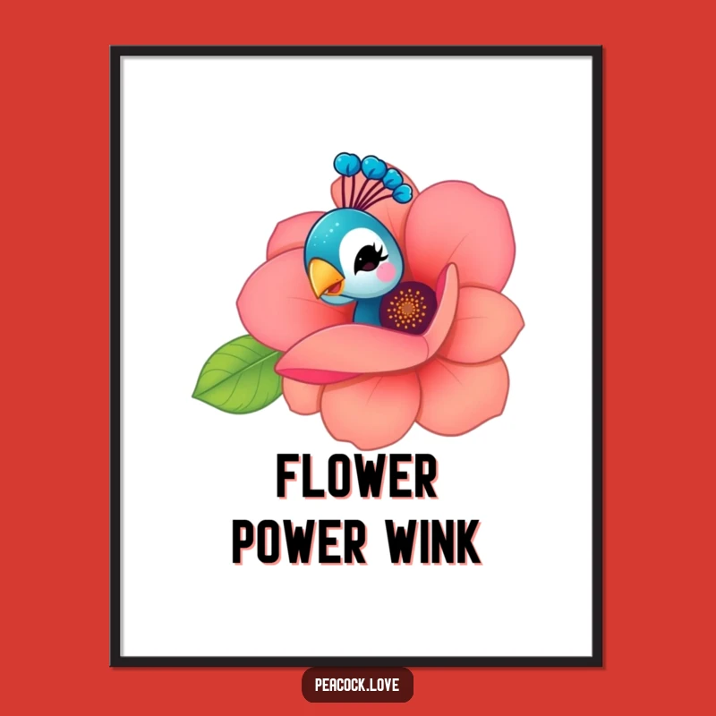 Free Printable Wall Art: Peeking Peacock Wink, Funny Downloadable Art for Whimsical Decor