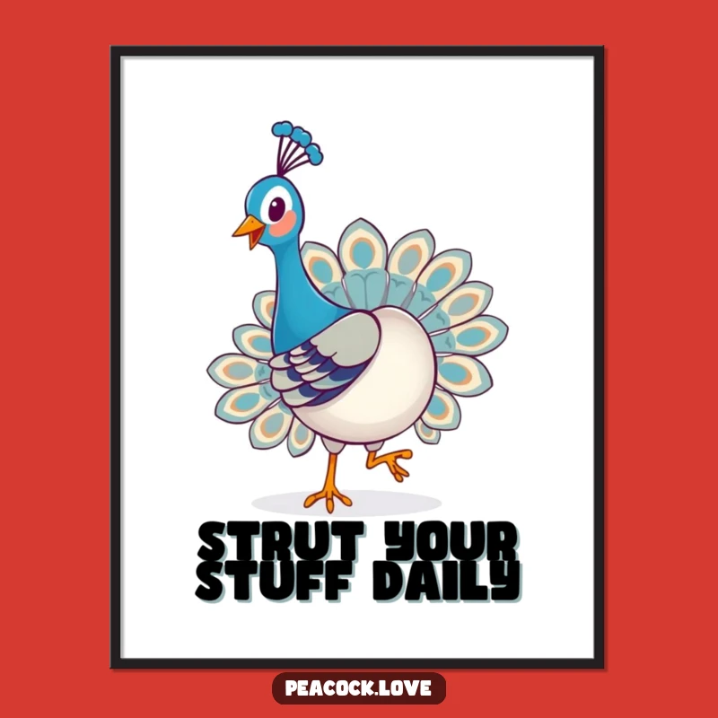 Free Printable Wall Art: Strutting Peacock, Funny Downloadable Art for Playful Decor