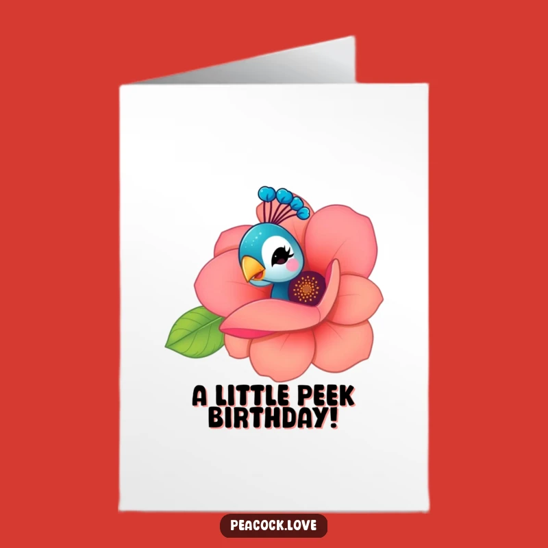 Free Printable Birthday Card: Peeking Peacock Surprise for Festive Greetings
