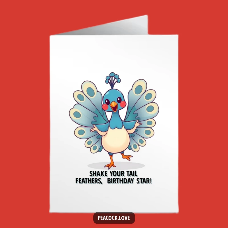 Free Printable Birthday Card: Funny Kawaii Peacock Dance Downloadable Gift