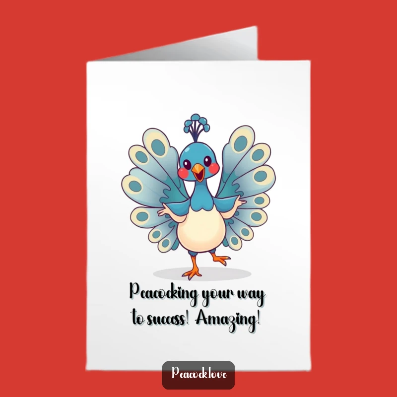 Free Printable Congrats Card: Silly Kawaii Peacock Dance for Any Achievement