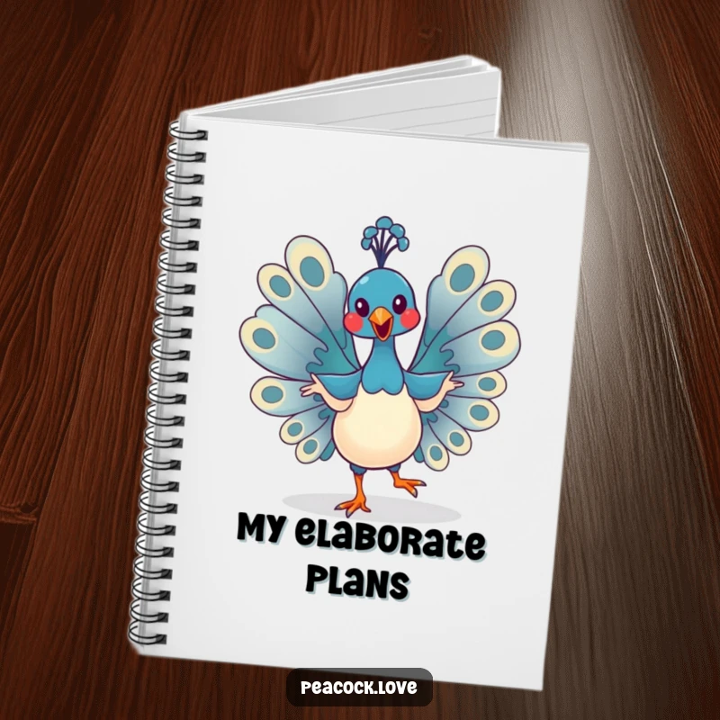 Funny Kawaii Peacock Notebook: Cute bird dances on the cover, inspiring funny thoughts and creative writing. Gift.