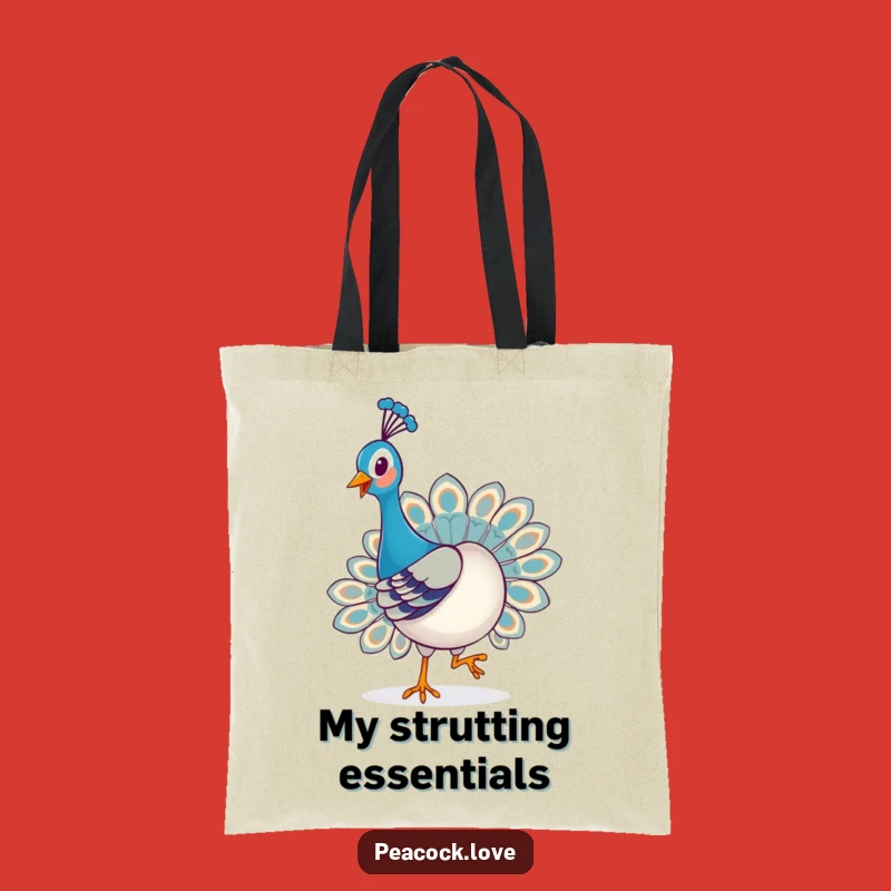 Funny Kawaii Peacock Strut Tote Bag: Playful Carryall & Humorous Gift